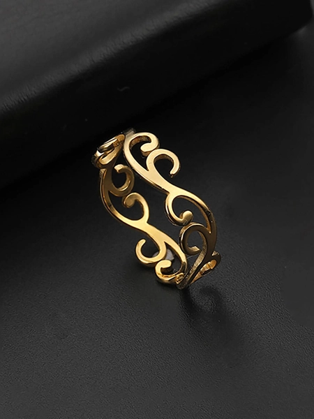 1pc Fashionable Stainless Steel Scroll Design Ring For Women For Daily Decoration