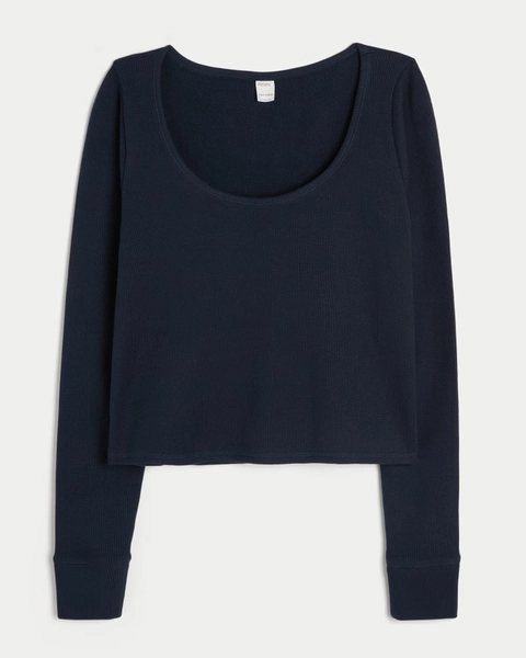 Gilly Hicks Cozy Waffle Long Sleeve Scoop Top
