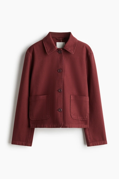 H & M - Twill Jacket with Collar - Brick Red