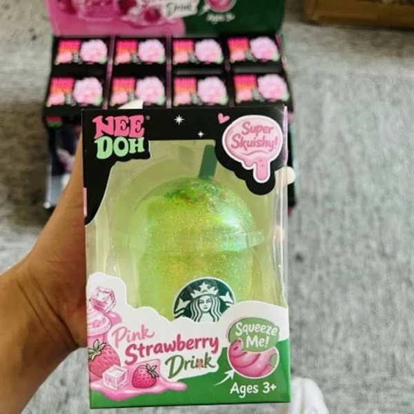 Starbucks BRAND NEW Needoh GREEN COLOR DRINK COFFEE FRAPPE JELLY SQUISHY - New Toys & Collectibles