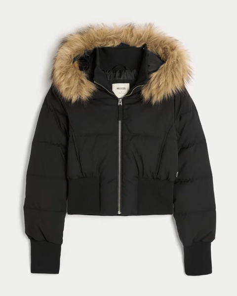 Hollister Peyton Faux Fur Trim Puffer Jacket