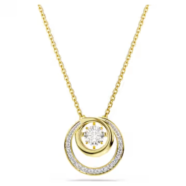 Hyperbola pendant, Round cut, White, 18K gold finish
