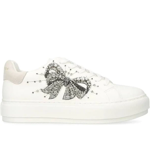 Kurt Geiger London - Laney Bow crystal-embellished sneakers - women - Leather - 36 - White