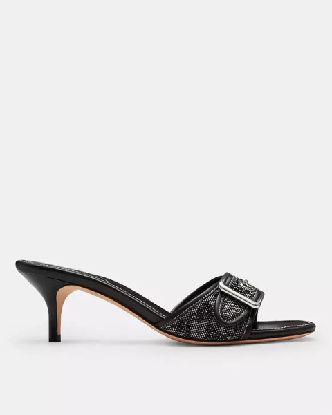 Black Margot Sandal In Crystal Signature Jacquard