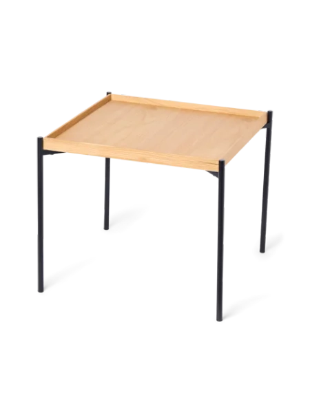 Side table | Iron/MDF/Veneer wood. 52.5 x 52.5 x 45 cm. | Black
