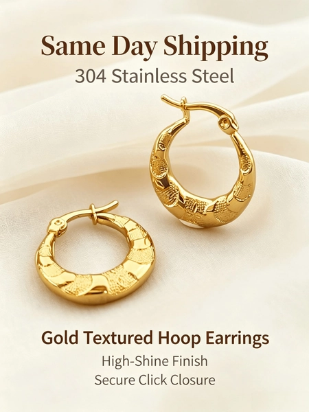 1/6 Stainless Steel Snake Pattern Oil Pressure Ring Earrings, Women's Holiday Earrings, Women's Vintage Earrings, Women's Round Earrings, Fashionable And Minimalist Design, Perfect For Holiday Wear