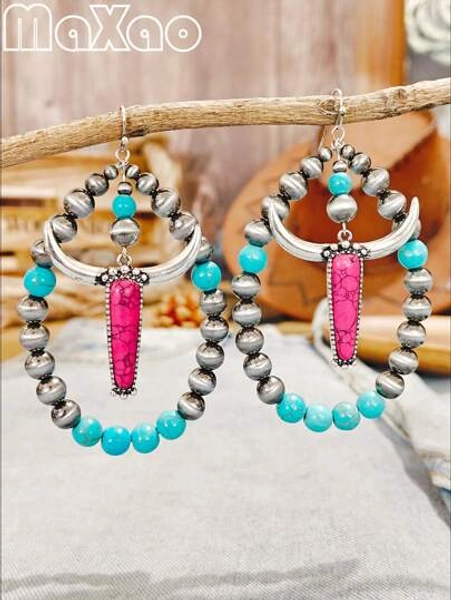 Oversized Vintage Western Style Inspired Women Earrings, Suitable For Female Cowgirls' Daily Wear Or Competitions, Bring Me Back To Your Jewelry Cabinet