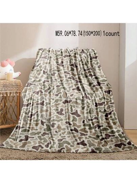 Camouflage Pattern Blanket, Soft Lightweight Throw Blanket, Air-Conditioned Room Blanket, Warm Nap Blanket For Home Office Travel Camping Same Day Ships Cooling Print Flannel Flower Soft Comfortable Warm Napping Throw Dino Blanket,Men Gift,Boyfriend