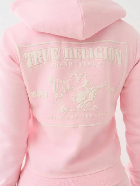 True Religion Women's Big T Stitch Logo Zip Hoodie