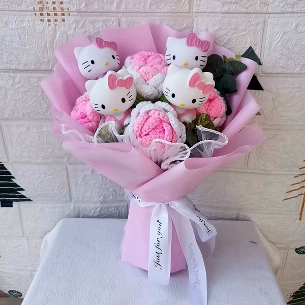Hello Kitty Cartoon Plush Bouquet  Anime Rose Flowers Doll Home Wedding Decoration Christmas Valentine's Day Gift - AliExpress 26