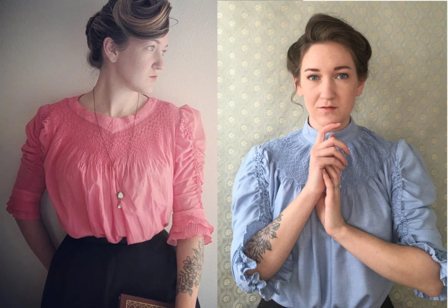 1890s Shirtwaist Sewing Pattern, Smocked Shirt (PDF Pattern)
