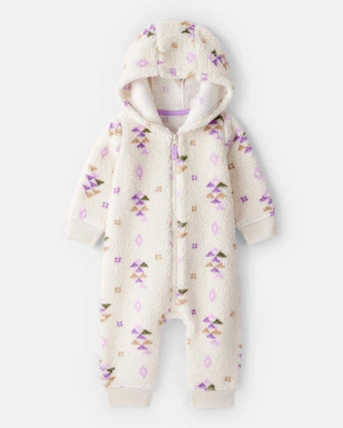 Carter's Baby Girls Girl Aztec Print Sherpa Long-Sleeve Jumpsuit