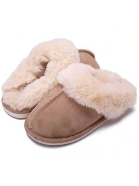 Women's Slippers Fluffy Cozy Fashion Slippers Warm Soft House Slippers Brown Winter Shoes For Women