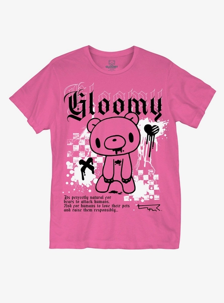 Gloomy Bear Pink Checker Girls T-Shirt