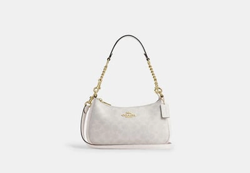 Coach Outlet Teri Shoulder Bag In Signature Canvas - White, Size: Medium