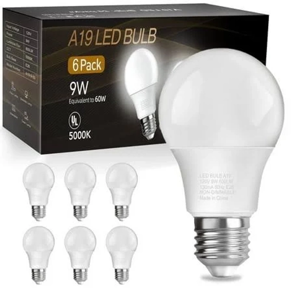 Daybetter A19 LED Light Bulbs 60w Equivalent 5000K Daylight 9W 800 Lumens E26