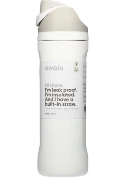 Owala Dining | Owala 24oz White Shy Marshmallow New Wide Mouth Double Insulated Travel Bottle | Color: Gray/White | Size: Os | Jen41785's Closet