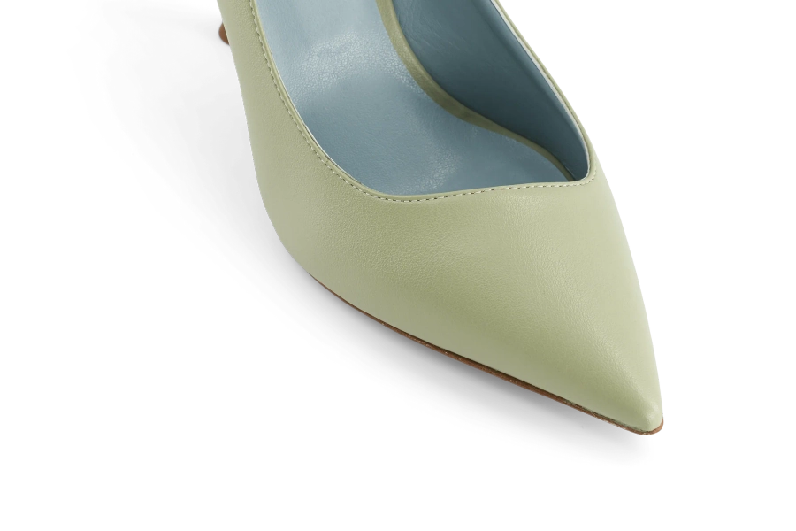 Juliette Apple Leather Vegan Heeled Pumps | Green - UK3 / EU36 / US5