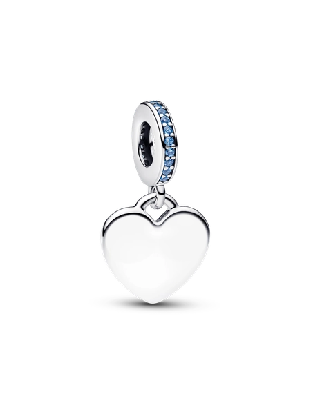 Engravable Heart Blue Stone Dangle Charm