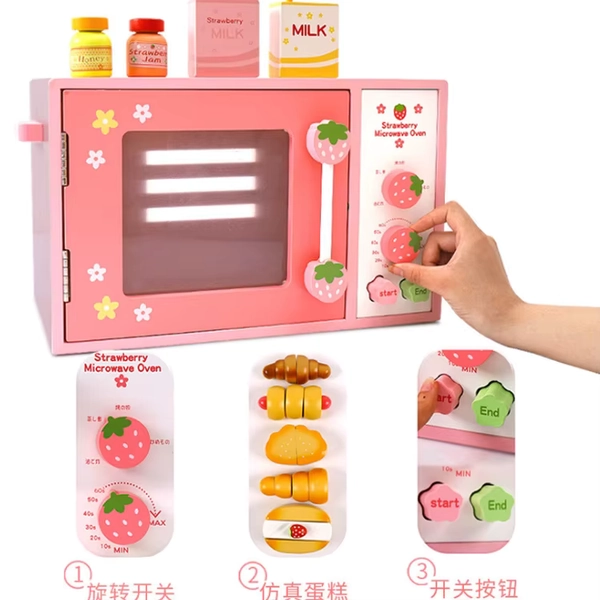 Kids Wooden Pretend Play Toy Bread Maker Set - Educational Bakery Oven Accessories for Children's Creative Cooking Fun