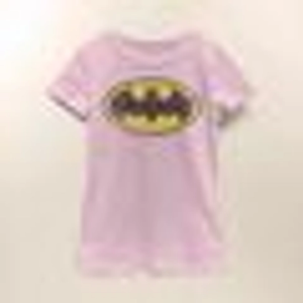 Girl's Batman Distressed Bat Logo T-Shirt - Light Pink - Small