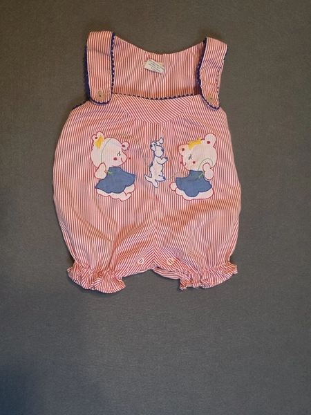 Vintage Baby Romper. Striped Baby Romper. 0-6mo