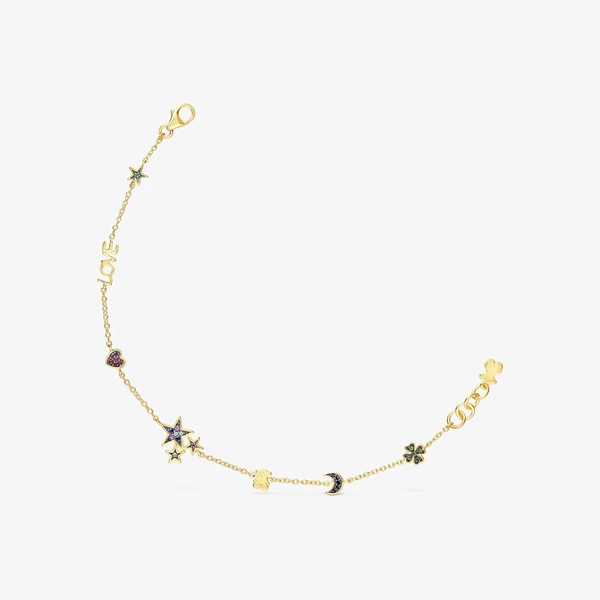 Pulsera con baño de oro 18 kt sobre plata y gemas Teddy Bear