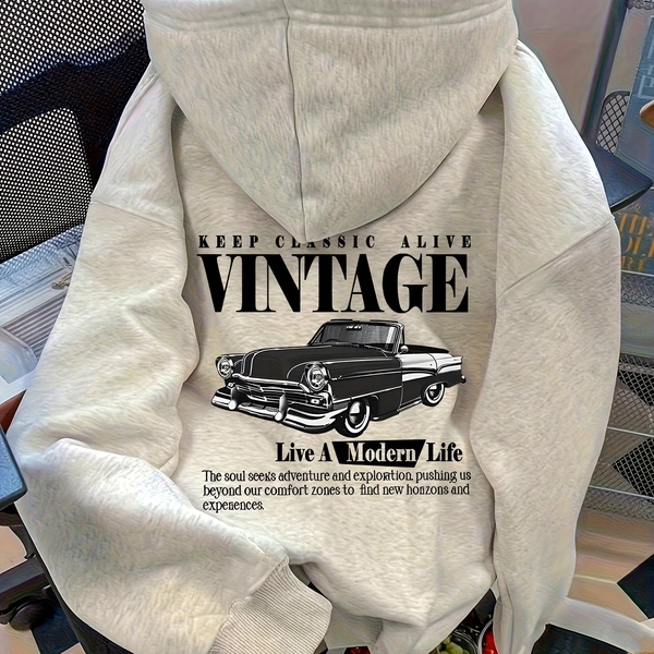 Warm Hooded Kangaroo Pocket Sweatshirt, Long Sleeve Casual Sweatshirt, 2025 Spring/Autumn/Winter New Printed Pattern Women's Outerwear
