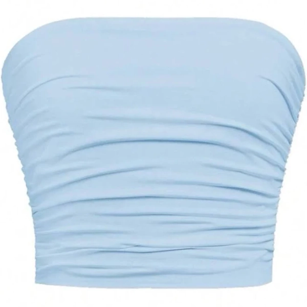 SHEIN Tween Girl Minimalist Ruched Elastic Fitted Tube Bandeau Top