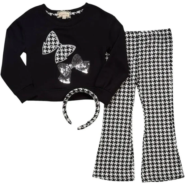 Girls' Bow Sweatshirt & Flare Leggings Set