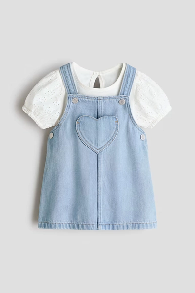 2-Piece Cotton Set - Light denim blue