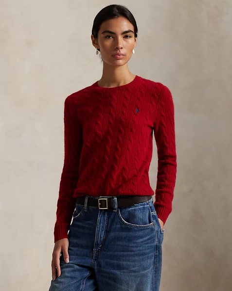 Cable Wool-Cashmere Crewneck Sweater