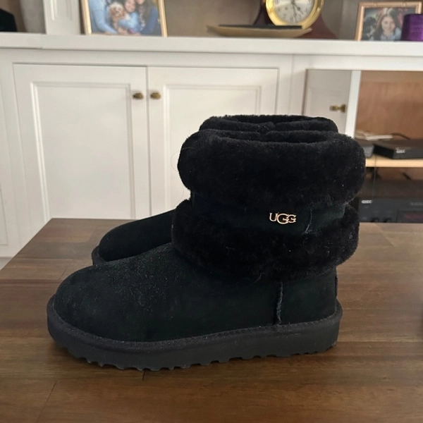 NWT Black Ugg Bootie with Gold Hardware - Size 6