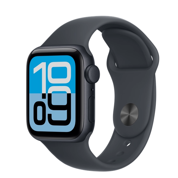 Apple Watch SE 3 GPS, 40mm Midnight Aluminum Case with Midnight Sport Band - S/M