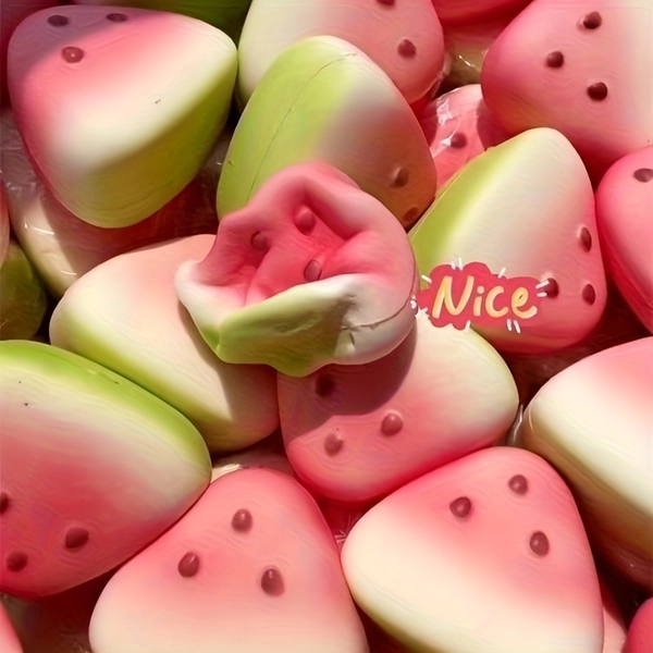 Taba Squishy Watermelon Toy - A relaxing and soft rebound sensory toy with durable material featuring realistic seeds, fun mixed-color design, a fruit-themed toy, and a festive gift for kids.