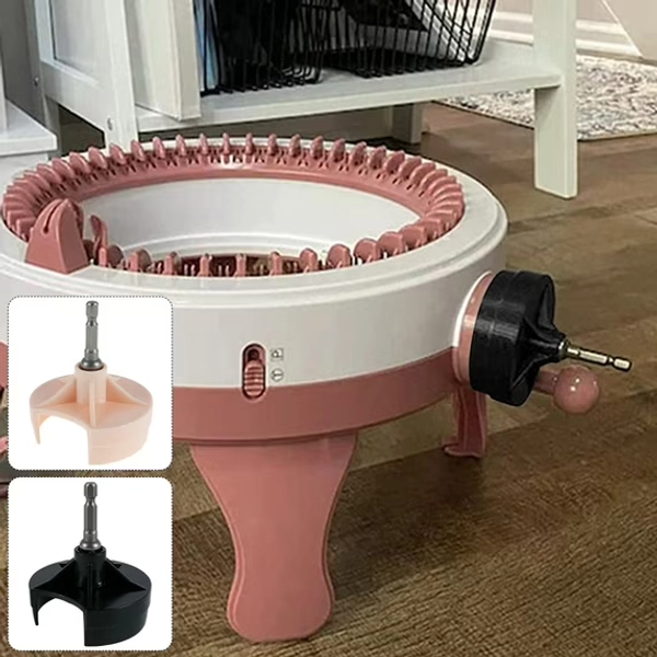 Rzvnmko Knitting Machine Adapter Quick Knitting Crank Handle Adapter Power Screwdriver with Hex Steel Bit Fit Sentro Knitting Machine 22/40/48,Pink