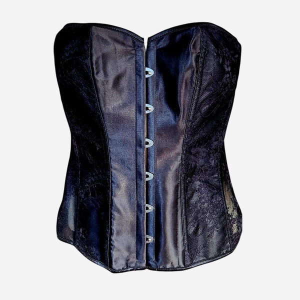 ADORE ME CORSET/BUSTIER BLACK WITH SILVE CLASPS SIZE...