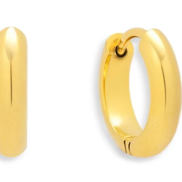 18K Gold Plated Stainless Steel Waterproof Curve Hoop Earrings