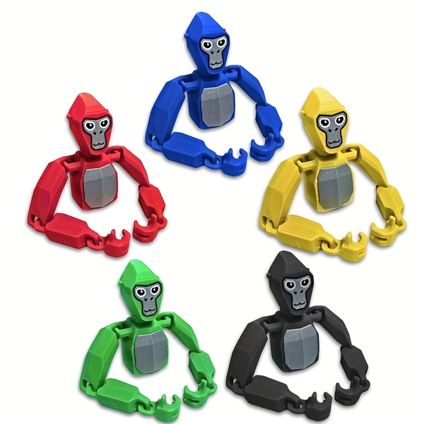 [3D Printed Gorilla] 3D Printed Movable Gorilla Figurine with Stand | Random Colors, Best Stress Relief Gadget, Suitable for Desktop Decoration, Perfect for Holiday Gifts and Birthday Presents