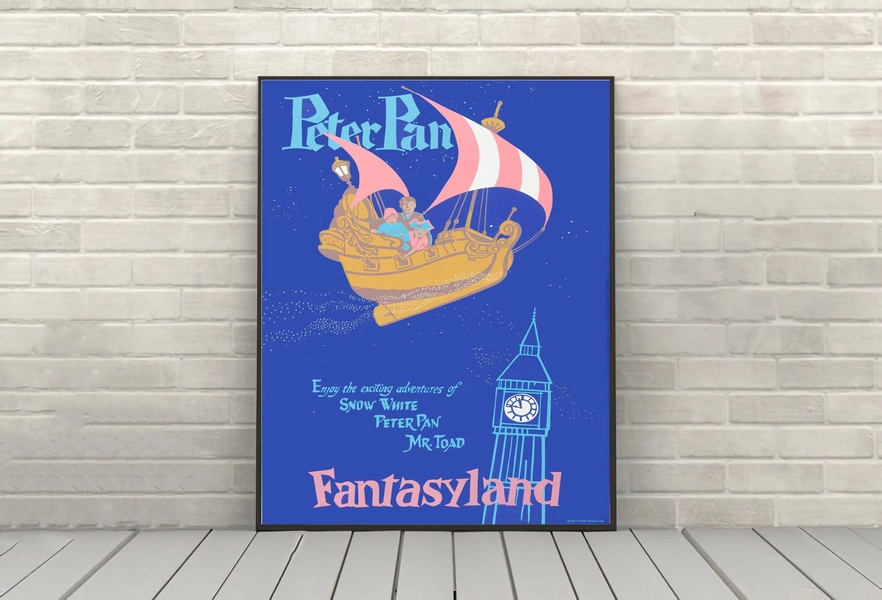 Peter Pan's Flight Poster Vintage Disney Attraction Poster Classic Disney Poster Disneyland Posters Peter Pan Poster Disney World  Poster