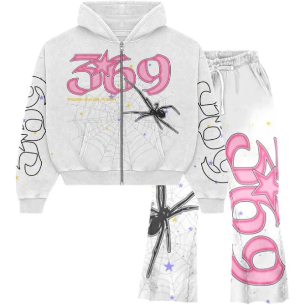 Spider Full Zip Hoodie & Flare Sweatpants Full Set S