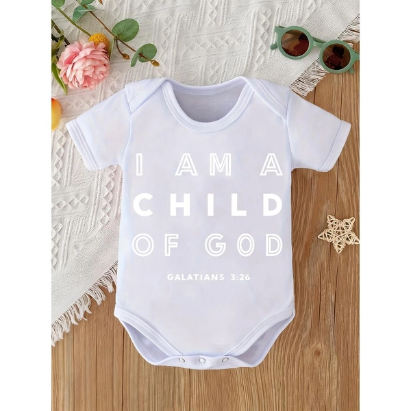 [Christian Baby Onesie] I Am A Child Of God Christian Baby Onesie - Galatians 3:26 - Perfect for Outdoor