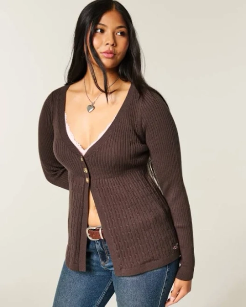Hollister Women's Long-Sleeve Flyaway Babydoll Cardigan