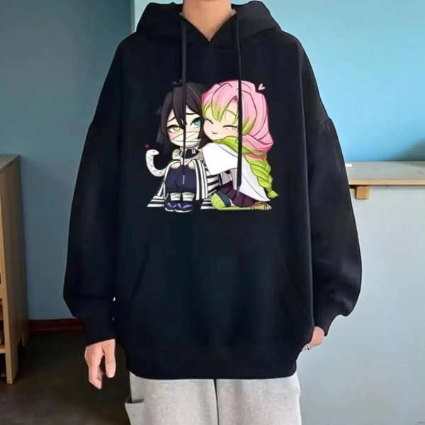 Kanroji Mitsuri Anime Hoodie, Cute Iguro Obanai Hoodie, Winter Long Sleeve, Anime Lover Gifts
