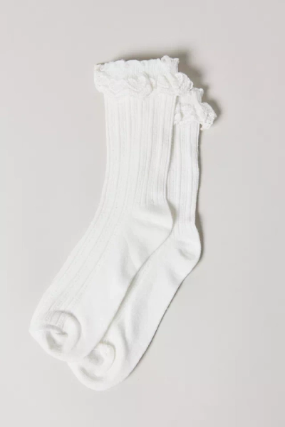 Ava Heart Lace Trim Crew Sock