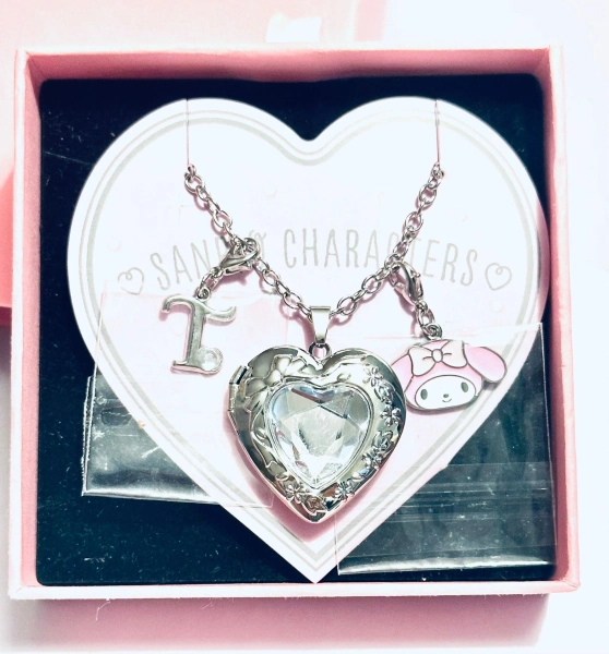 Sanrio Character Heart Shape Locket Necklace - Silver color -DIY Chose form 6 sanrio characters and 10 letters charms Official Kawaii Japanese Merchandise Store | Next-Day UK Delivery