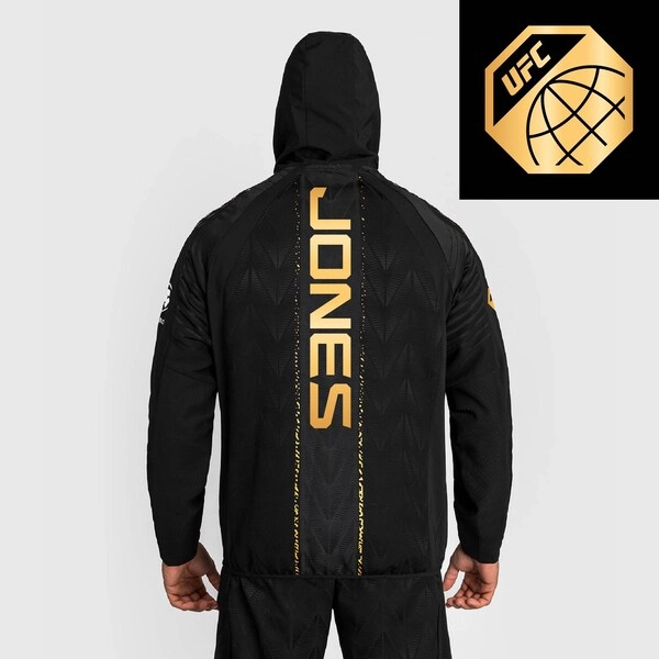 Men's UFC Zenith by Venum Black/Gold Jon Jones Authentic Fight Night Champion Full-Zip Walkout Hoodie