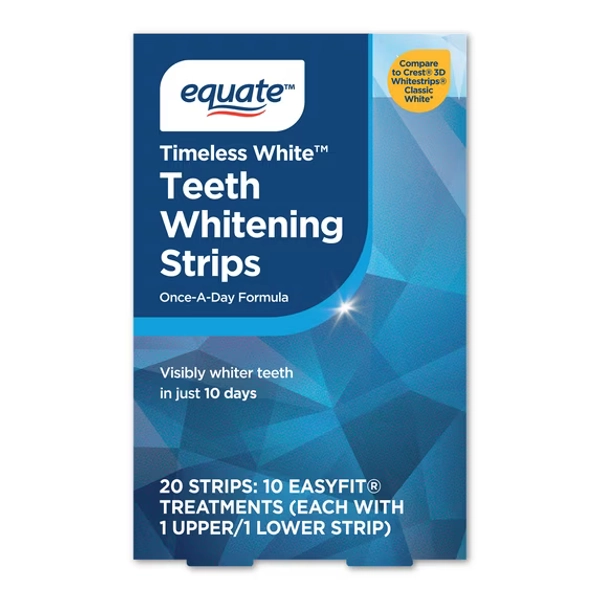 Equate 10-Day Timeless White Teeth Whitening Strips, 20 Count