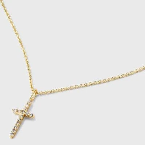 A New Day 14K Gold Plated Cubic Zirconia Cross Pendant Necklace