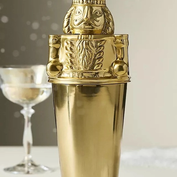 Anthropologie Gold Nutcracker Cocktail Shaker